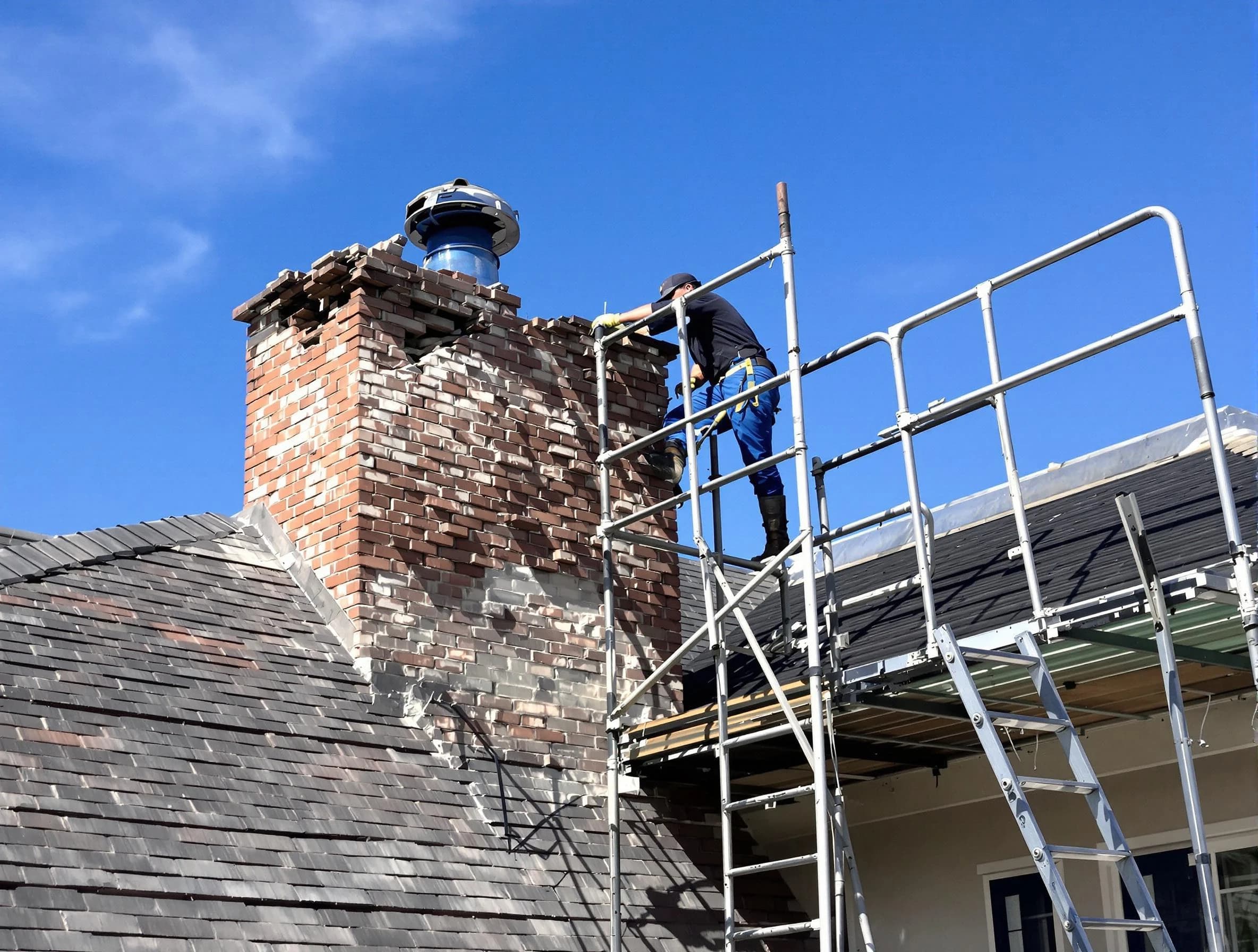 Rebuilding a chimney structure by West Point Chimney Sweep in West Point, UT