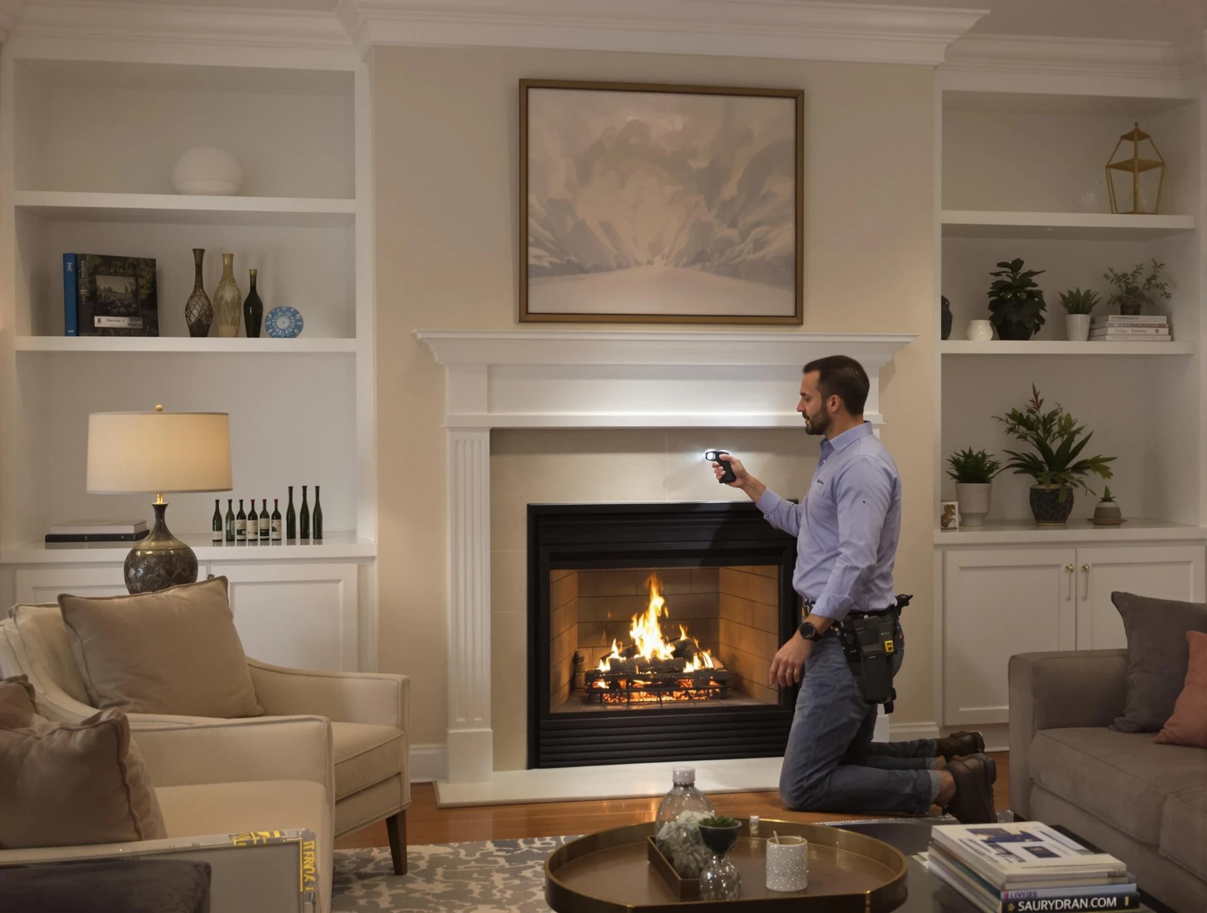 West Point Chimney Sweep conducting a fireplace safety inspection in West Point, UT