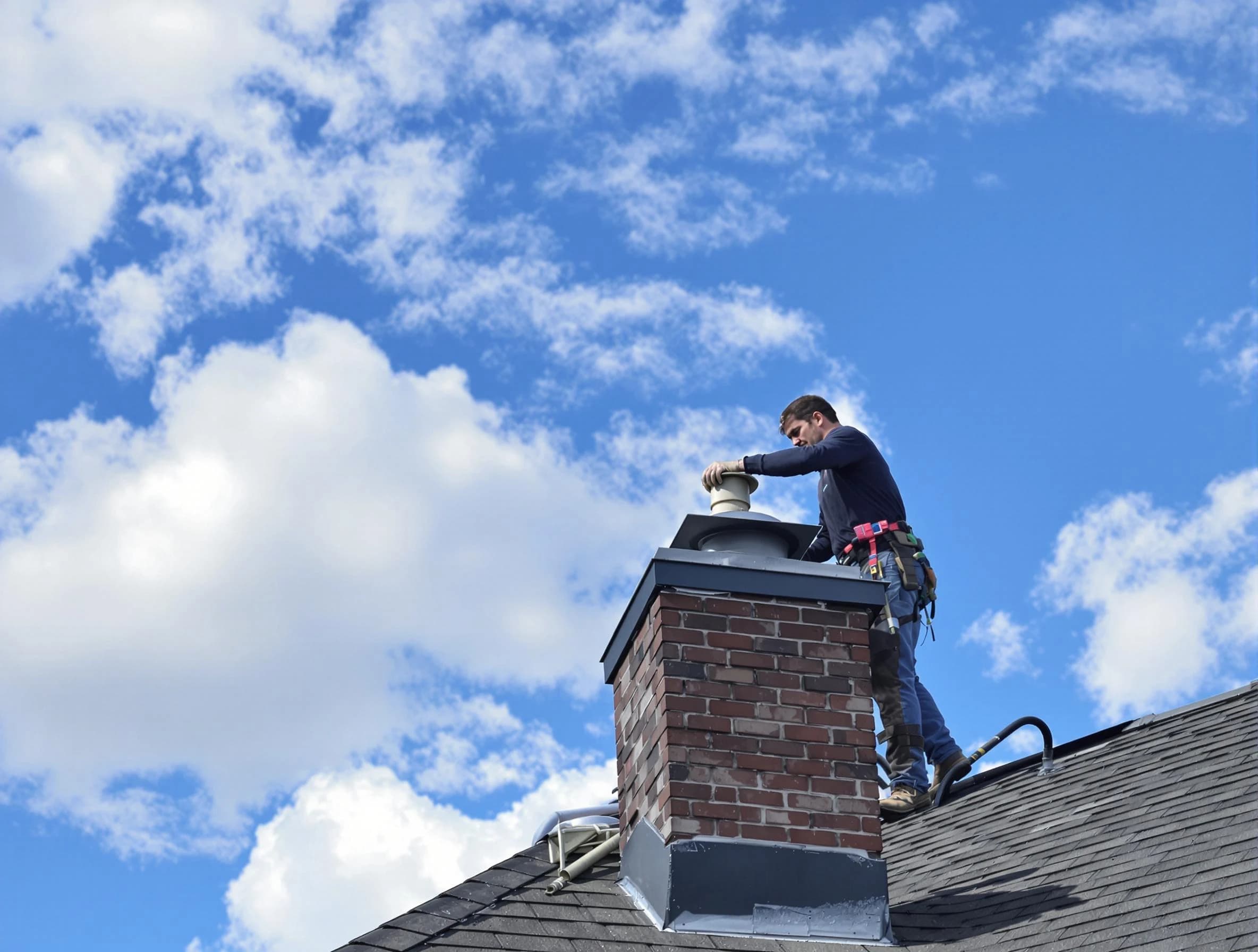 West Point Chimney Sweep installing a sturdy chimney cap in West Point, UT