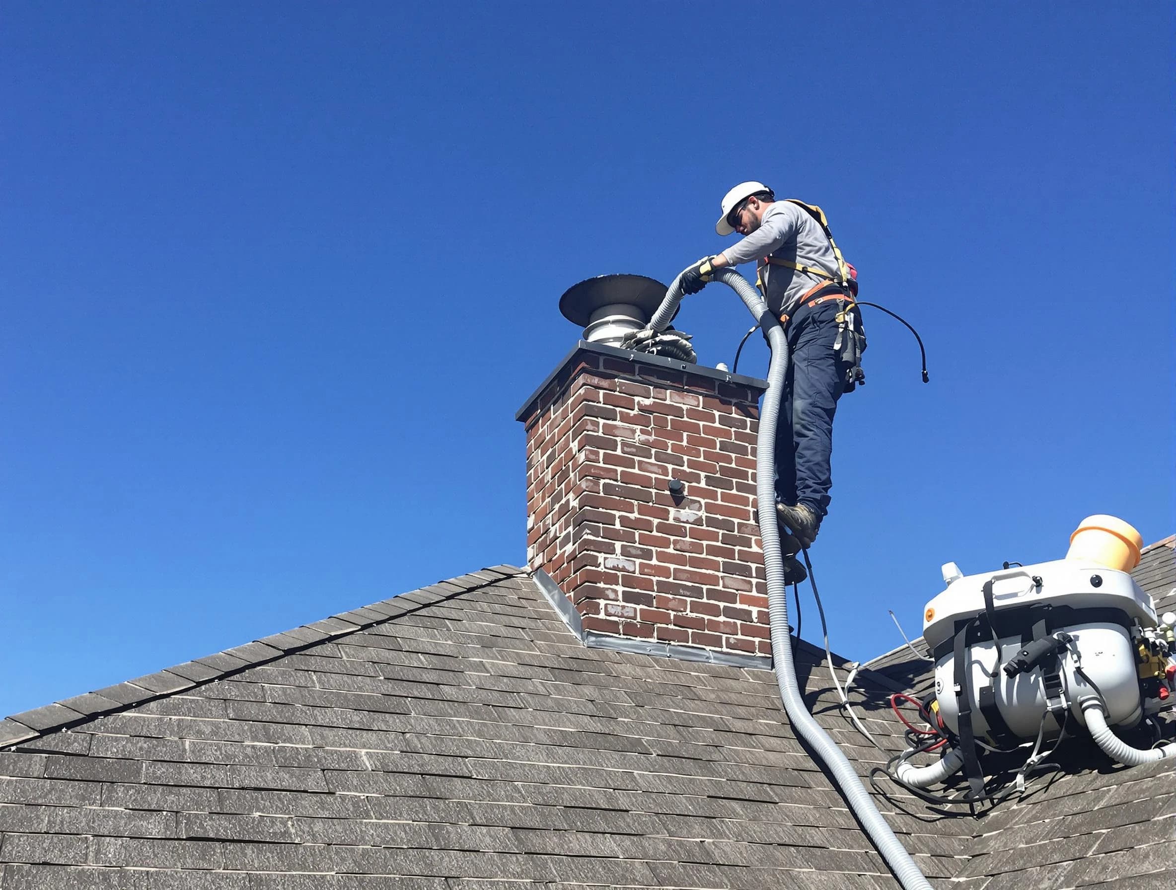 Dedicated West Point Chimney Sweep team member cleaning a chimney in West Point, UT