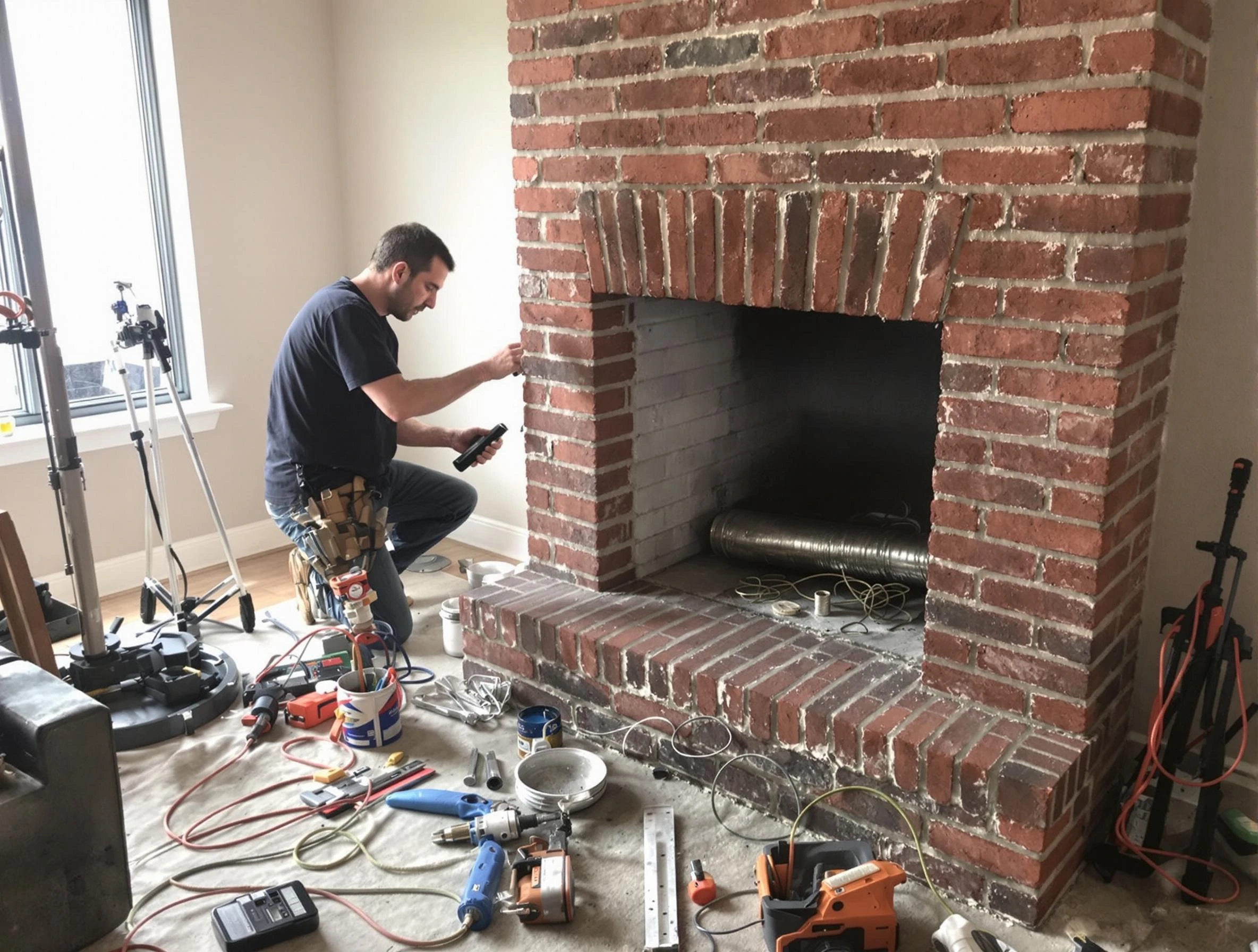 West Point Chimney Sweep specialist finalizing chimney liner service in West Point, UT
