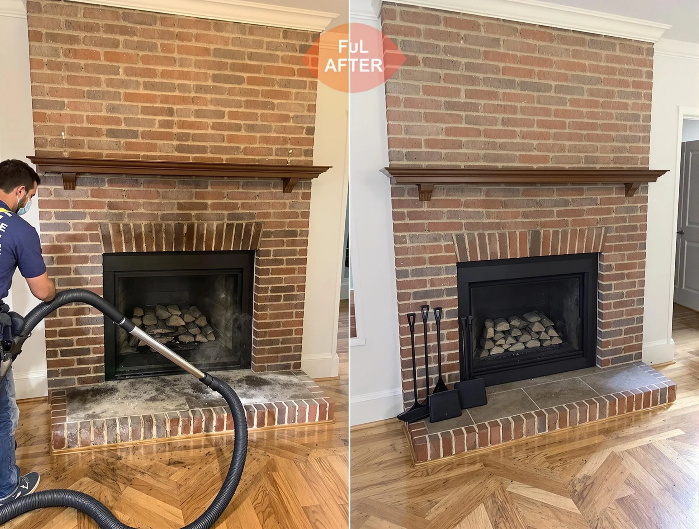 West Point Chimney Sweep carefully sanitizing a fireplace in West Point, UT