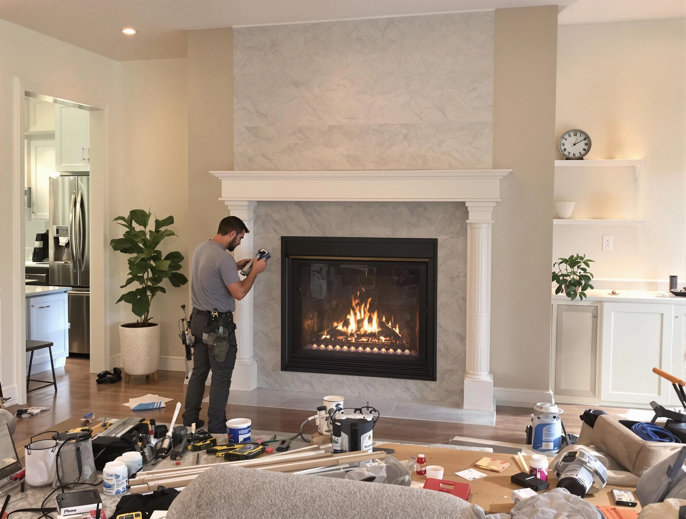 Newly installed fireplace by West Point Chimney Sweep in West Point, UT